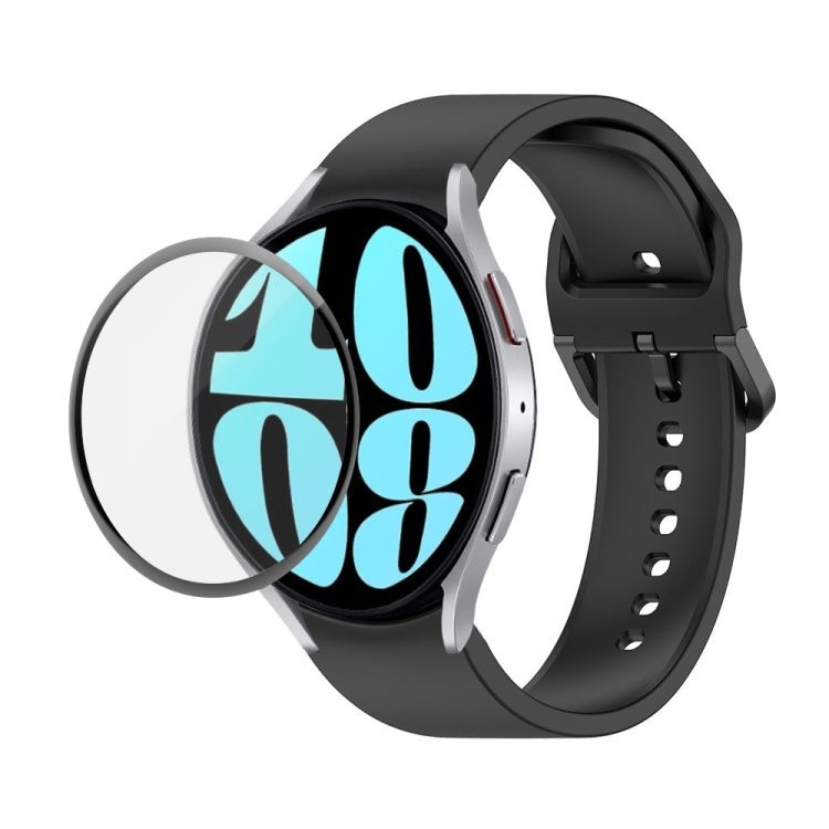 JUNSUNMAY Silikonarmband mit einstellbarer Länge + Full Coverage PMMA Displayschutzfolien-Kit, für Samsung Galaxy Watch6 Classic 47mm, für Samsung Galaxy Watch6 44mm, für Samsung Galaxy Watch6 40mm