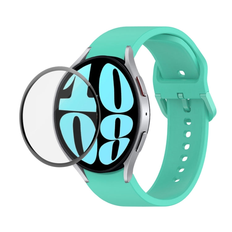 JUNSUNMAY Silikonarmband mit einstellbarer Länge + Full Coverage PMMA Displayschutzfolien-Kit, für Samsung Galaxy Watch6 Classic 47mm, für Samsung Galaxy Watch6 44mm, für Samsung Galaxy Watch6 40mm