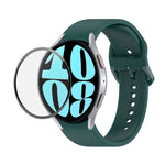 JUNSUNMAY Silikonarmband mit einstellbarer Länge + Full Coverage PMMA Displayschutzfolien-Kit, für Samsung Galaxy Watch6 Classic 47mm, für Samsung Galaxy Watch6 44mm, für Samsung Galaxy Watch6 40mm