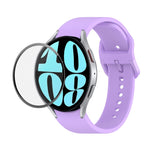 JUNSUNMAY Silikonarmband mit einstellbarer Länge + Full Coverage PMMA Displayschutzfolien-Kit, für Samsung Galaxy Watch6 Classic 47mm, für Samsung Galaxy Watch6 44mm, für Samsung Galaxy Watch6 40mm