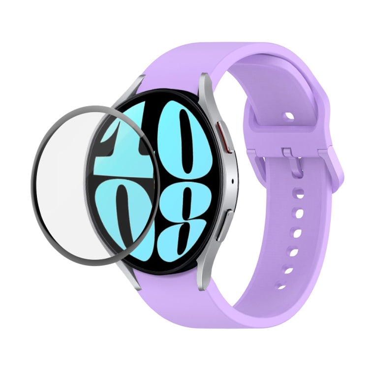 JUNSUNMAY Silikonarmband mit einstellbarer Länge + Full Coverage PMMA Displayschutzfolien-Kit, für Samsung Galaxy Watch6 Classic 47mm, für Samsung Galaxy Watch6 44mm, für Samsung Galaxy Watch6 40mm