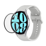 JUNSUNMAY Silikonarmband mit einstellbarer Länge + Full Coverage PMMA Displayschutzfolien-Kit, für Samsung Galaxy Watch6 Classic 47mm, für Samsung Galaxy Watch6 44mm, für Samsung Galaxy Watch6 40mm