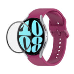 JUNSUNMAY Silikonarmband mit einstellbarer Länge + Full Coverage PMMA Displayschutzfolien-Kit, für Samsung Galaxy Watch6 Classic 47mm, für Samsung Galaxy Watch6 44mm, für Samsung Galaxy Watch6 40mm