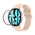 JUNSUNMAY Silikonarmband mit einstellbarer Länge + Full Coverage PMMA Displayschutzfolien-Kit, für Samsung Galaxy Watch6 Classic 47mm, für Samsung Galaxy Watch6 44mm, für Samsung Galaxy Watch6 40mm