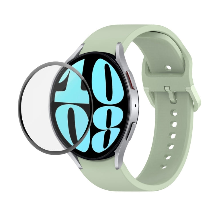 JUNSUNMAY Silikonarmband mit einstellbarer Länge + Full Coverage PMMA Displayschutzfolien-Kit, für Samsung Galaxy Watch6 Classic 47mm, für Samsung Galaxy Watch6 44mm, für Samsung Galaxy Watch6 40mm