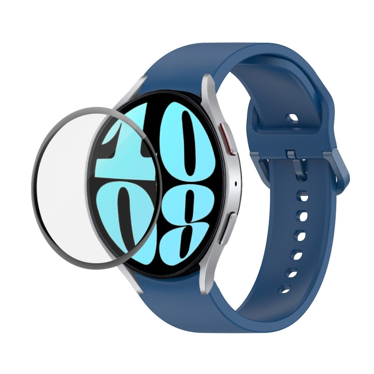 JUNSUNMAY Silikonarmband mit einstellbarer Länge + Full Coverage PMMA Displayschutzfolien-Kit, für Samsung Galaxy Watch6 Classic 47mm, für Samsung Galaxy Watch6 44mm, für Samsung Galaxy Watch6 40mm