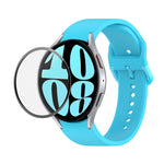 JUNSUNMAY Silikonarmband mit einstellbarer Länge + Full Coverage PMMA Displayschutzfolien-Kit, für Samsung Galaxy Watch6 Classic 47mm, für Samsung Galaxy Watch6 44mm, für Samsung Galaxy Watch6 40mm