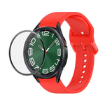 JUNSUNMAY Silikon-Armband mit verstellbarer Größe + vollständige PMMA-Displayschutzfolie, für Samsung Galaxy Watch6 Classic 43mm, für Samsung Galaxy Watch5 44mm, für Samsung Galaxy Watch5 Pro 45mm