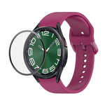 JUNSUNMAY Silikon-Armband mit verstellbarer Größe + vollständige PMMA-Displayschutzfolie, für Samsung Galaxy Watch6 Classic 43mm, für Samsung Galaxy Watch5 44mm, für Samsung Galaxy Watch5 Pro 45mm