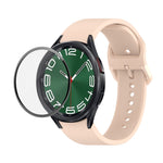 JUNSUNMAY Silikon-Armband mit verstellbarer Größe + vollständige PMMA-Displayschutzfolie, für Samsung Galaxy Watch6 Classic 43mm, für Samsung Galaxy Watch5 44mm, für Samsung Galaxy Watch5 Pro 45mm
