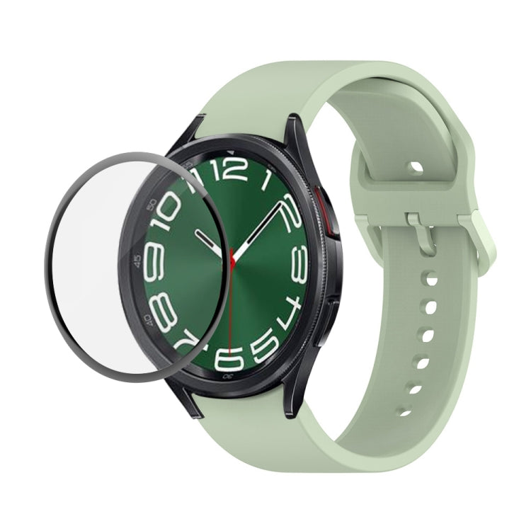 JUNSUNMAY Silikon-Armband mit verstellbarer Größe + vollständige PMMA-Displayschutzfolie, für Samsung Galaxy Watch6 Classic 43mm, für Samsung Galaxy Watch5 44mm, für Samsung Galaxy Watch5 Pro 45mm