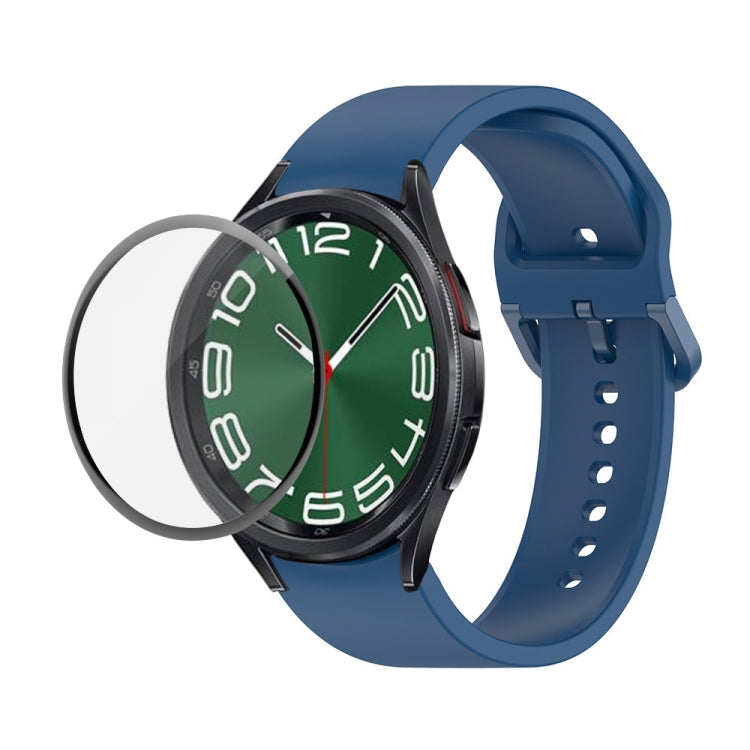 JUNSUNMAY Silikon-Armband mit verstellbarer Größe + vollständige PMMA-Displayschutzfolie, für Samsung Galaxy Watch6 Classic 43mm, für Samsung Galaxy Watch5 44mm, für Samsung Galaxy Watch5 Pro 45mm
