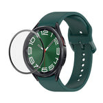JUNSUNMAY Silikon-Armband mit verstellbarer Größe + vollständige PMMA-Displayschutzfolie, für Samsung Galaxy Watch6 Classic 43mm, für Samsung Galaxy Watch5 44mm, für Samsung Galaxy Watch5 Pro 45mm