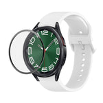 JUNSUNMAY Silikonarmband mit einstellbarer Länge + Full Coverage PMMA Displayschutzfolien-Kit, für Samsung Galaxy Watch6 Classic 47mm, für Samsung Galaxy Watch6 44mm, für Samsung Galaxy Watch6 40mm