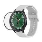JUNSUNMAY Silikonarmband mit einstellbarer Länge + Full Coverage PMMA Displayschutzfolien-Kit, für Samsung Galaxy Watch6 Classic 47mm, für Samsung Galaxy Watch6 44mm, für Samsung Galaxy Watch6 40mm