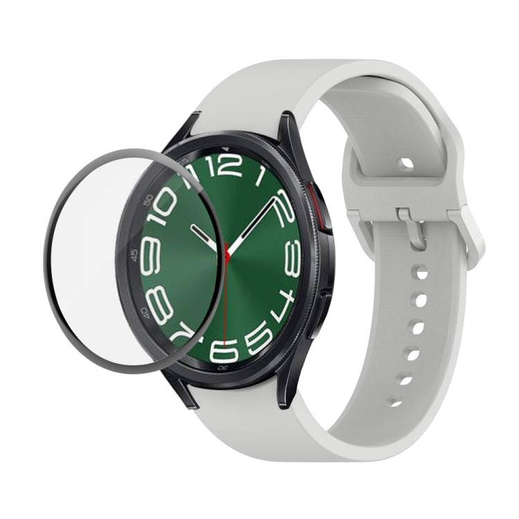 JUNSUNMAY Silikonarmband mit einstellbarer Länge + Full Coverage PMMA Displayschutzfolien-Kit, für Samsung Galaxy Watch6 Classic 47mm, für Samsung Galaxy Watch6 44mm, für Samsung Galaxy Watch6 40mm
