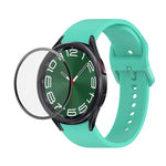 JUNSUNMAY Silikonarmband mit einstellbarer Länge + Full Coverage PMMA Displayschutzfolien-Kit, für Samsung Galaxy Watch6 Classic 47mm, für Samsung Galaxy Watch6 44mm, für Samsung Galaxy Watch6 40mm