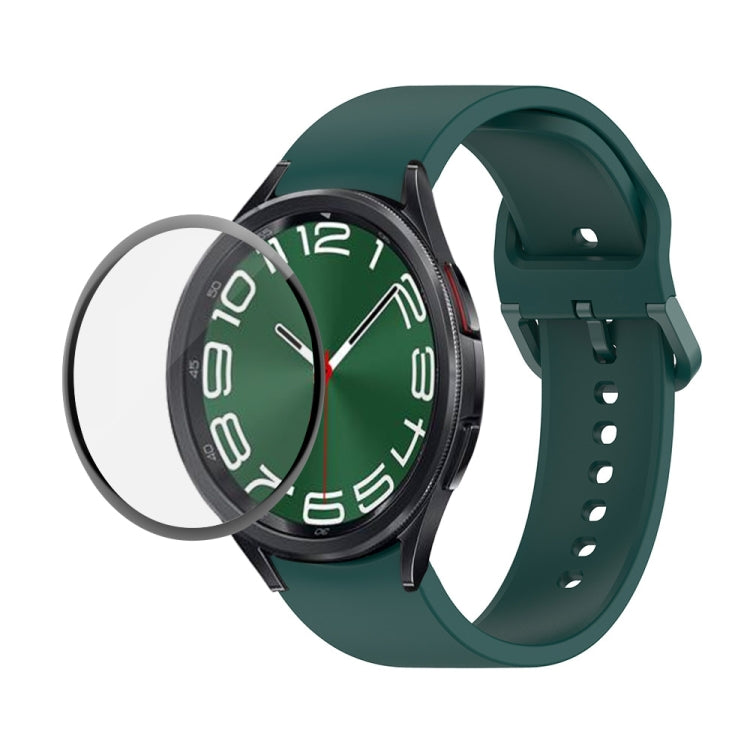 JUNSUNMAY Silikonarmband mit einstellbarer Länge + Full Coverage PMMA Displayschutzfolien-Kit, für Samsung Galaxy Watch6 Classic 47mm, für Samsung Galaxy Watch6 44mm, für Samsung Galaxy Watch6 40mm