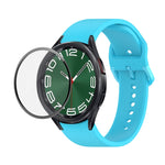 JUNSUNMAY Silikonarmband mit einstellbarer Länge + Full Coverage PMMA Displayschutzfolien-Kit, für Samsung Galaxy Watch6 Classic 47mm, für Samsung Galaxy Watch6 44mm, für Samsung Galaxy Watch6 40mm