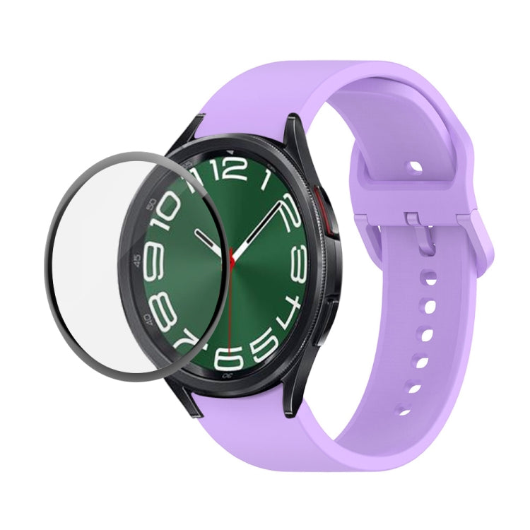 JUNSUNMAY Silikonarmband mit einstellbarer Länge + Full Coverage PMMA Displayschutzfolien-Kit, für Samsung Galaxy Watch6 Classic 47mm, für Samsung Galaxy Watch6 44mm, für Samsung Galaxy Watch6 40mm