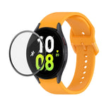 JUNSUNMAY Silikon-Armband mit verstellbarer Größe + vollständige PMMA-Displayschutzfolie, für Samsung Galaxy Watch6 Classic 43mm, für Samsung Galaxy Watch5 44mm, für Samsung Galaxy Watch5 Pro 45mm