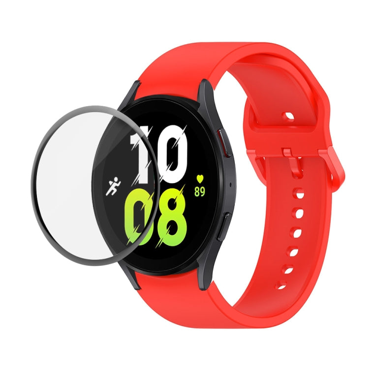 JUNSUNMAY Silikon-Armband mit verstellbarer Größe + vollständige PMMA-Displayschutzfolie, für Samsung Galaxy Watch6 Classic 43mm, für Samsung Galaxy Watch5 44mm, für Samsung Galaxy Watch5 Pro 45mm