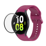 JUNSUNMAY Silikon-Armband mit verstellbarer Größe + vollständige PMMA-Displayschutzfolie, für Samsung Galaxy Watch6 Classic 43mm, für Samsung Galaxy Watch5 44mm, für Samsung Galaxy Watch5 Pro 45mm