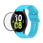 JUNSUNMAY Silikon-Armband mit verstellbarer Größe + vollständige PMMA-Displayschutzfolie, für Samsung Galaxy Watch6 Classic 43mm, für Samsung Galaxy Watch5 44mm, für Samsung Galaxy Watch5 Pro 45mm