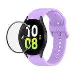 JUNSUNMAY Silikon-Armband mit verstellbarer Größe + vollständige PMMA-Displayschutzfolie, für Samsung Galaxy Watch6 Classic 43mm, für Samsung Galaxy Watch5 44mm, für Samsung Galaxy Watch5 Pro 45mm