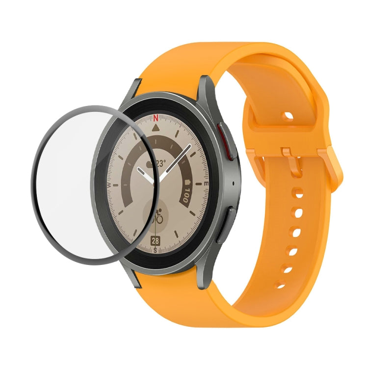 JUNSUNMAY Silikon-Armband mit verstellbarer Größe + vollständige PMMA-Displayschutzfolie, für Samsung Galaxy Watch6 Classic 43mm, für Samsung Galaxy Watch5 44mm, für Samsung Galaxy Watch5 Pro 45mm