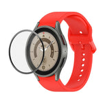 JUNSUNMAY Silikon-Armband mit verstellbarer Größe + vollständige PMMA-Displayschutzfolie, für Samsung Galaxy Watch6 Classic 43mm, für Samsung Galaxy Watch5 44mm, für Samsung Galaxy Watch5 Pro 45mm