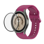 JUNSUNMAY Silikon-Armband mit verstellbarer Größe + vollständige PMMA-Displayschutzfolie, für Samsung Galaxy Watch6 Classic 43mm, für Samsung Galaxy Watch5 44mm, für Samsung Galaxy Watch5 Pro 45mm