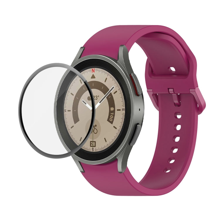 JUNSUNMAY Silikon-Armband mit verstellbarer Größe + vollständige PMMA-Displayschutzfolie, für Samsung Galaxy Watch6 Classic 43mm, für Samsung Galaxy Watch5 44mm, für Samsung Galaxy Watch5 Pro 45mm