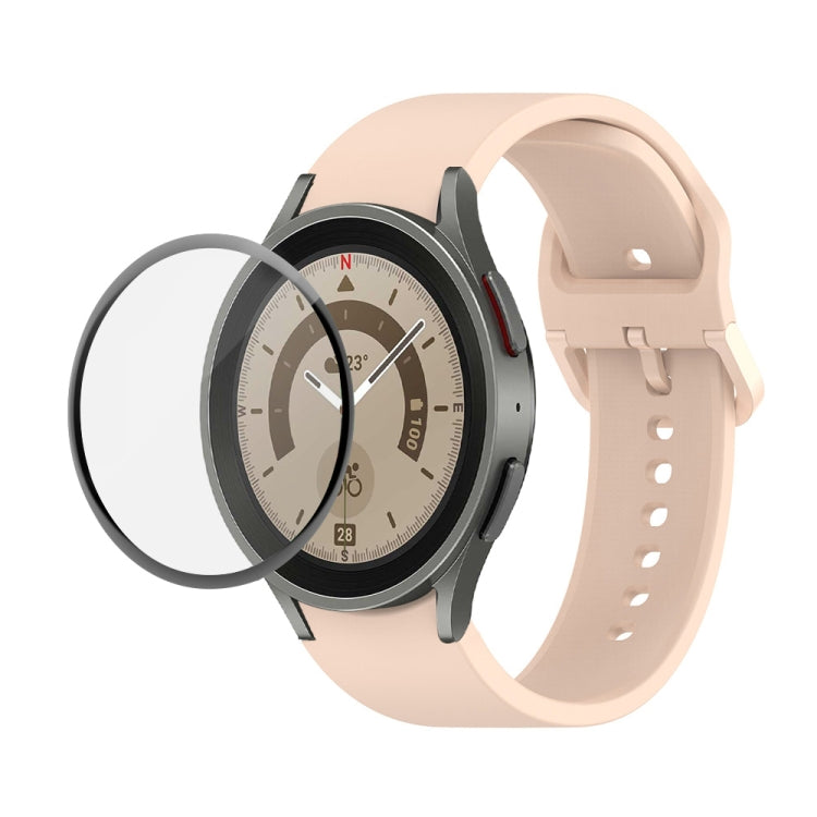 JUNSUNMAY Silikon-Armband mit verstellbarer Größe + vollständige PMMA-Displayschutzfolie, für Samsung Galaxy Watch6 Classic 43mm, für Samsung Galaxy Watch5 44mm, für Samsung Galaxy Watch5 Pro 45mm