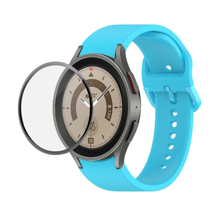 JUNSUNMAY Silikon-Armband mit verstellbarer Größe + vollständige PMMA-Displayschutzfolie, für Samsung Galaxy Watch6 Classic 43mm, für Samsung Galaxy Watch5 44mm, für Samsung Galaxy Watch5 Pro 45mm