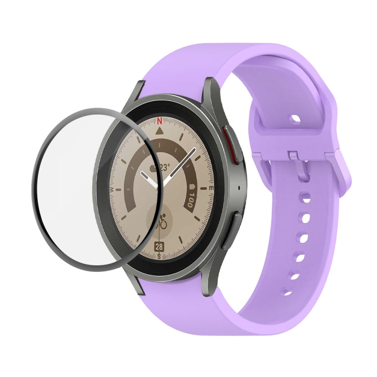 JUNSUNMAY Silikon-Armband mit verstellbarer Größe + vollständige PMMA-Displayschutzfolie, für Samsung Galaxy Watch6 Classic 43mm, für Samsung Galaxy Watch5 44mm, für Samsung Galaxy Watch5 Pro 45mm