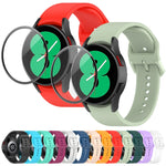 JUNSUNMAY Silikonarmband mit einstellbarer Länge + Full Coverage PMMA Displayschutzfolien-Kit, für Samsung Galaxy Watch6 Classic 47mm, für Samsung Galaxy Watch6 44mm, für Samsung Galaxy Watch6 40mm