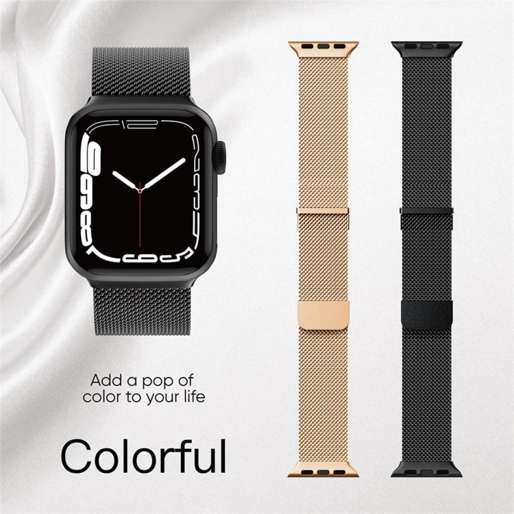 Milan doppelt magnetisches Stahl-Mesh-Uhrenarmband, für Apple Watch 7 45mm, für Apple Watch SE 40mm, für Apple Watch SE 44mm, für Apple Watch 6 40mm, für Apple Watch 6 44mm, für Apple Watch 5 44mm