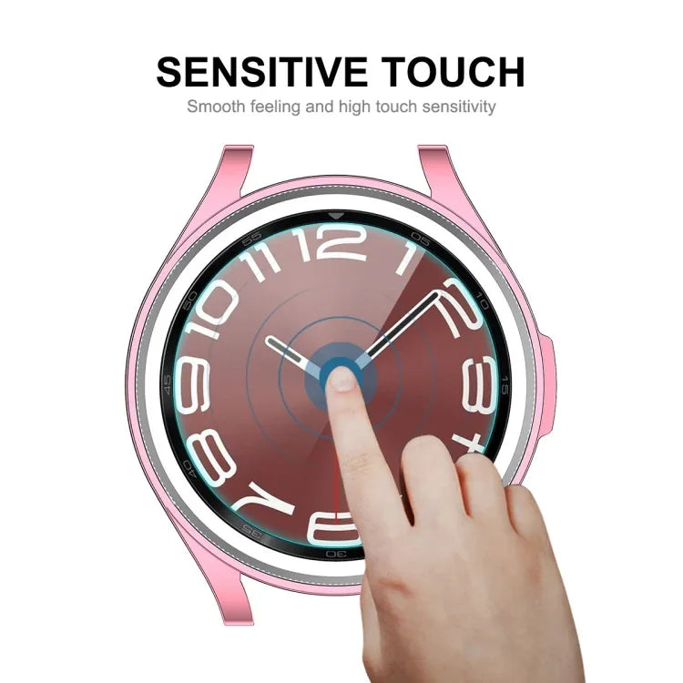ENKAY Hat-Prince Electroplated Soft TPU Case + 0.2mm 9H Glass Screen Protector, For Samsung Galaxy Watch6 Classic 47mm, For Samsung Galaxy Watch6 Classic 43mm