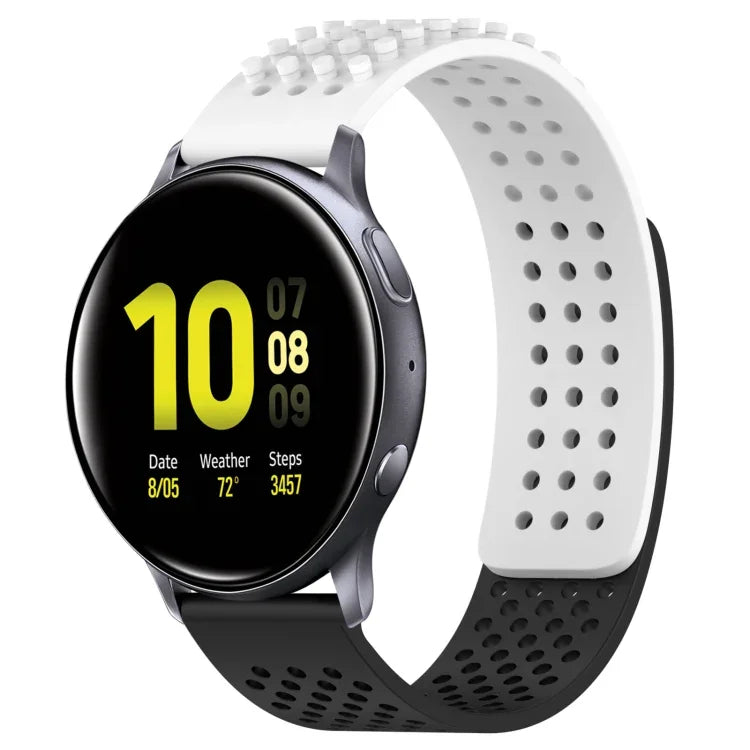 Atmungsaktives Silikonarmband mit 3D-Punkten und 20-mm-Löchern, passend für Samsung Galaxy Watch 4 Classic (42 mm), Samsung Galaxy Watch Active 2 (44 mm) und Samsung Galaxy Watch Active 2 (40 mm).