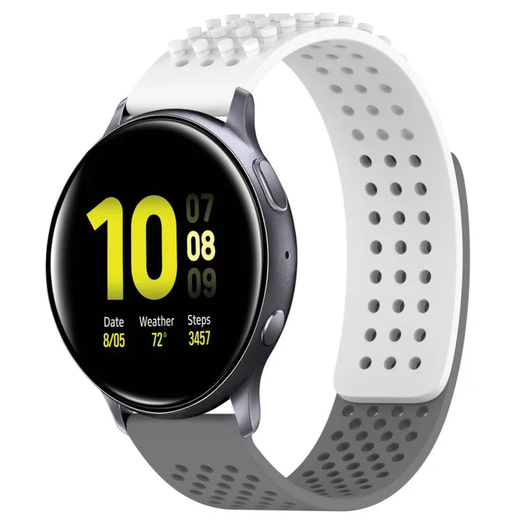 Atmungsaktives Silikonarmband mit 3D-Punkten und 20-mm-Löchern, passend für Samsung Galaxy Watch 4 Classic (42 mm), Samsung Galaxy Watch Active 2 (44 mm) und Samsung Galaxy Watch Active 2 (40 mm).