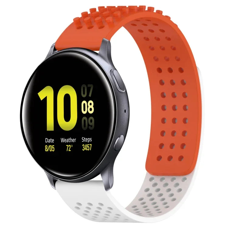 Atmungsaktives Silikonarmband mit 3D-Punkten und 20-mm-Löchern, passend für Samsung Galaxy Watch 4 Classic (42 mm), Samsung Galaxy Watch Active 2 (44 mm) und Samsung Galaxy Watch Active 2 (40 mm).