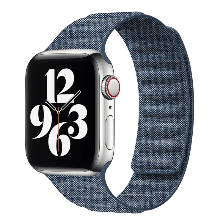 Magnetisches Denim-Armband für Apple Watch 6 (40 mm), Apple Watch 6 (44 mm), Apple Watch 5 (44 mm), Apple Watch 5 (40 mm), Apple Watch 4 (44 mm), Apple Watch 4 (40 mm), Apple Watch 3 (38 mm) und Apple Watch 3 (42 mm)