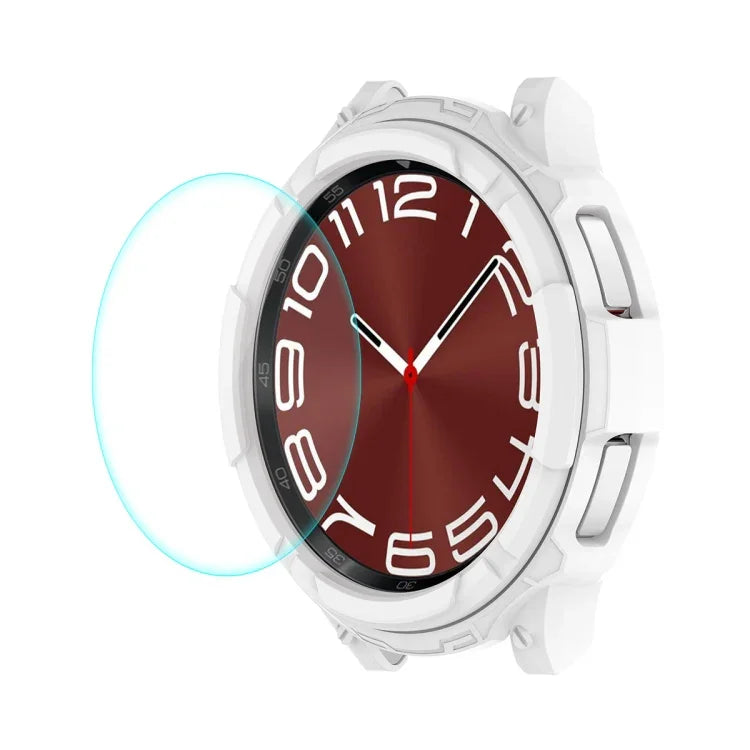 ENKAY Hat-Prince 2-in-1 TPU-Schutzhülle + 0,2 mm 9H Displayschutzfolie aus gehärtetem Glas, für Samsung Galaxy Watch6 Classic 47 mm und 43 mm