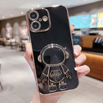 Galvanisierte Astronauten-Halterung Handyhülle, Für iPhone 17e / 16e, Für iPhone 17 Pro Max, Für iPhone 17 Pro, Für iPhone 17, Für iPhone Air, Für iPhone 16 Pro Max, Für iPhone 16 Pro, Für iPhone 16 Plus