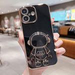 Galvanisierte Astronauten-Halterung Handyhülle, Für iPhone 17e / 16e, Für iPhone 17 Pro Max, Für iPhone 17 Pro, Für iPhone 17, Für iPhone Air, Für iPhone 16 Pro Max, Für iPhone 16 Pro, Für iPhone 16 Plus