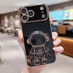 Galvanisierte Astronauten-Halterung Handyhülle, Für iPhone 17e / 16e, Für iPhone 17 Pro Max, Für iPhone 17 Pro, Für iPhone 17, Für iPhone Air, Für iPhone 16 Pro Max, Für iPhone 16 Pro, Für iPhone 16 Plus