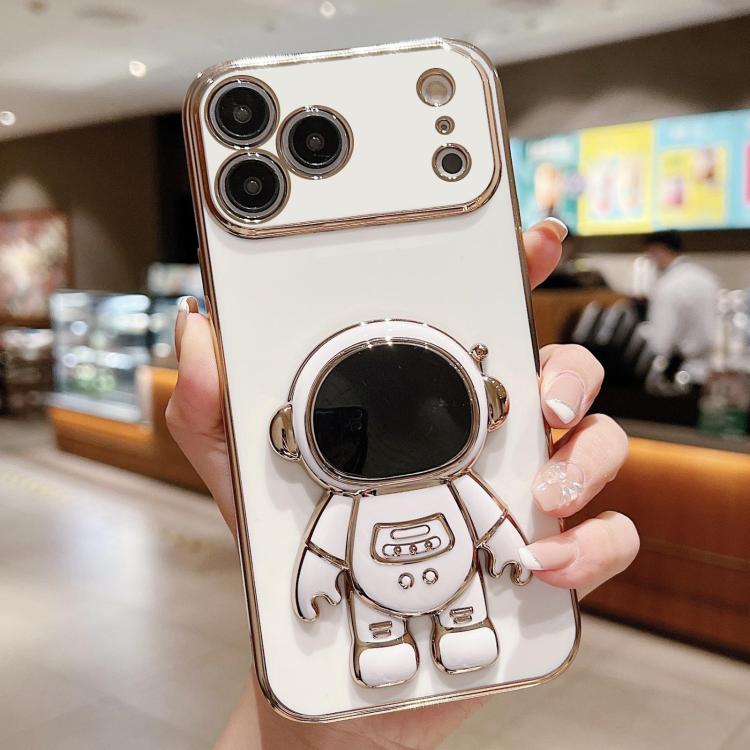 Galvanisierte Astronauten-Halterung Handyhülle, Für iPhone 17e / 16e, Für iPhone 17 Pro Max, Für iPhone 17 Pro, Für iPhone 17, Für iPhone Air, Für iPhone 16 Pro Max, Für iPhone 16 Pro, Für iPhone 16 Plus