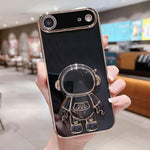 Galvanisierte Astronauten-Halterung Handyhülle, Für iPhone 17e / 16e, Für iPhone 17 Pro Max, Für iPhone 17 Pro, Für iPhone 17, Für iPhone Air, Für iPhone 16 Pro Max, Für iPhone 16 Pro, Für iPhone 16 Plus
