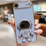 Galvanisierte Astronauten-Halterung Handyhülle, Für iPhone 17e / 16e, Für iPhone 17 Pro Max, Für iPhone 17 Pro, Für iPhone 17, Für iPhone Air, Für iPhone 16 Pro Max, Für iPhone 16 Pro, Für iPhone 16 Plus